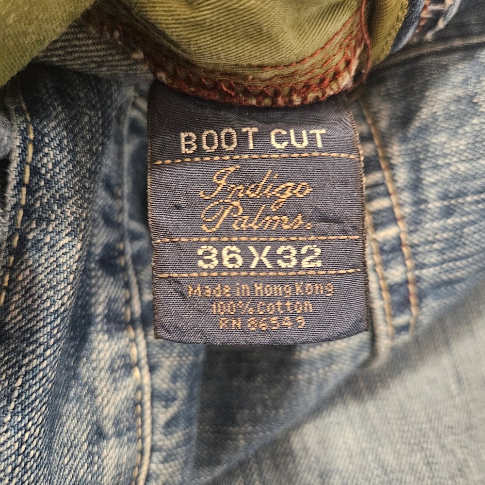Indigo Palms Mens Boot Cut Jeans Medium Wash 100% Cotton 36x32 RN 86549 - Picture 5 of 9